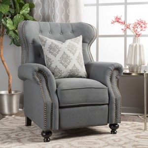 Push Back Recliner Accent Chair, Comfort Wing Back Accent Armchair with Rolled Arms & Button Accents - ModernLuxe - 1 of 4
