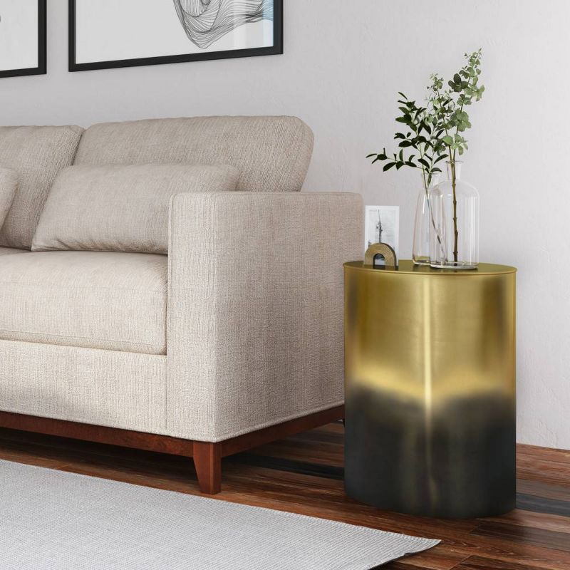 Lance Metal Cylinder Accent Table Ombre Black/Gold - WyndenHall, 2 of 7