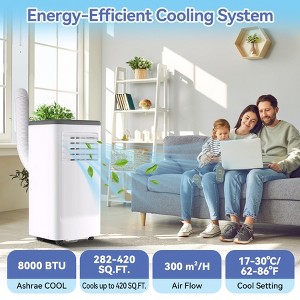 8,000 BTU Portable Air Conditioner - 3-in-1 Cooling for 350 Sq.Ft with Remote & Window Kit - 1 of 4