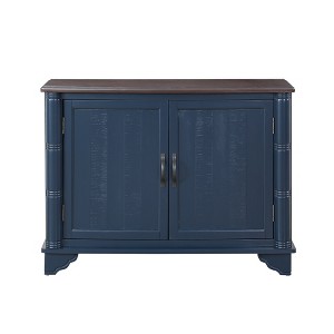 Hostack 40" Sideboard Console Table with Adjustable Storage Shelf for Entry Way and Living Room, Navy Blue and Brown Top - 1 of 4