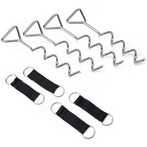 SpaceJump Gravity Anchor Kit Heavy Duty Steel Ground Stakes Screw Tie Down Set for Outdoor Trampoline Stability and Safety, Silver - 1 of 2
