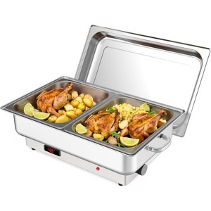 Rectangular Electric Chafing Dish Set - 9QT Buffet Warmer with Temperature Control & Glass Lid, for Catering - 1 of 4