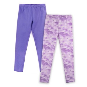 Mightly Girls 2pk Fair Trade Organic Cotton Reinforced Knee Leggings (Rebel Purple and Lilac Cloud - Large) - 1 of 3