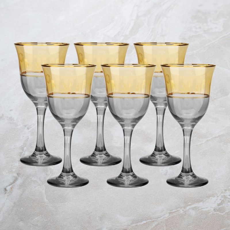 Classic Touch Set of 6 Amber/Gold Water Glasses, 3 of 4