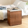 Fontoi Utility Storage Bins, Clothes Hamper with Rattan Frame, Laundry Basket with One Removable Bags, Brown, 13.5"*24"*18.3" - 3 of 4