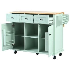 NicBex 3 Drawer Rolling Kitchen Island Cart with 3 Cabinets and Drop Leaf,Kitchen Island on Wheels with 2 Racks,Modern Island Table for Kitchen - 1 of 4