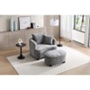 Chenille Accent Chair with Storage Ottoman, Upholstered Armchair Reaging Chair Barrel Chair - ModernLuxe - 2 of 4