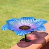 Sunnydaze Morning Glory Deck-Mounted/Staked Glass Bird Bath - 11.5" Diameter - Blue - 4 of 4