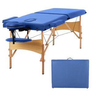 FDW Portable 84 Inches Long 28 Inchs Wide Hight Adjustable Table 2 Folding Massage Spa Facial Cradle Salon Bed W/Carry Case - 1 of 4
