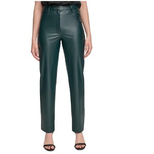 Calvin Klein Womens Faux Leather Cropped Casual Trouser Pants - 1 of 1