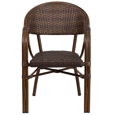 Cocoa Brown Wicker and Aluminum Patio Dining Chair