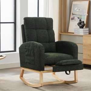 NicBex Modern Solid Wood Accent Chairs for Living Room,Upholstered Arm Chair Rocking Chair with Side Pocket & Adjustable Footrest - 1 of 4