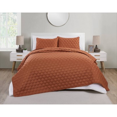 3pc King Staton Quilt Set Rust - VCNY