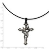 Black Bow Jewelry Stainless Steel, Black and Grey Accent Cross Necklace - 2 of 4