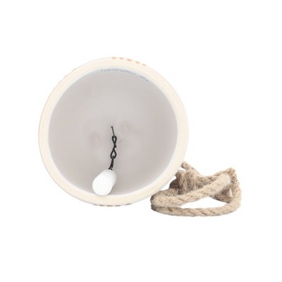4" White and Beige Ceramic Rainbow Hanging Bell