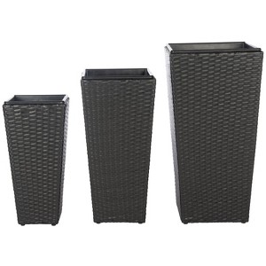 Lendson 3 Pc Flower Pot Set - PAT9020 - Indoor/Outdoor - Black - Safavieh - 1 of 4