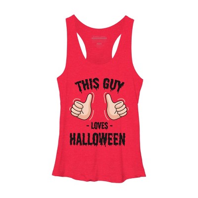 Women's Design By Humans This Guy Loves Halloween By MultimediaOne Racerback Tank Top