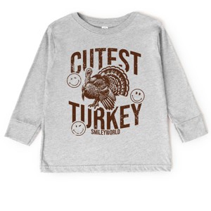 SmileyWorld Cutest Turkey Distressed - Toddler Long Sleeve Graphic Tee and Youth Long Sleeve Graphic T-Shirt - 1 of 3