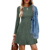 2025 Women's Long Sleeve Sweater Dress for Fall, Crew Neck Knit Midi Dress Green - 4 of 4