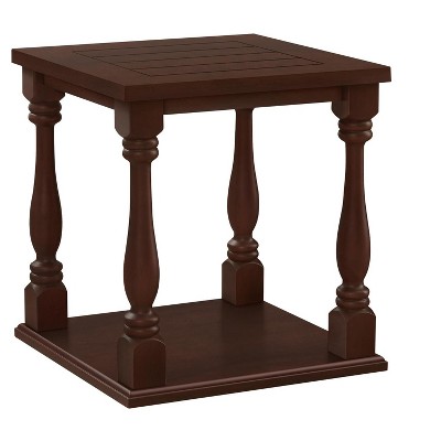 Traditional Brown Wood 2-Tier Square End Table