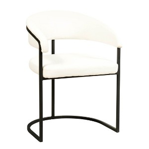 LeisureMod Curve-Back Dining Arm Chair, Leather Upholstery, Aero Collection - 1 of 4