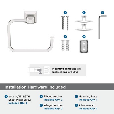 Polished Nickel Wall Mounted Towel Ring with Square Base
