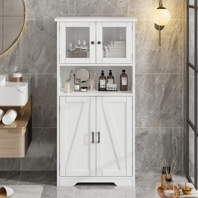 50.4" Kitchen Pantry Cabinet - Freestanding Wood Storage w/Doors & Shelves for Kitchen/Living Room