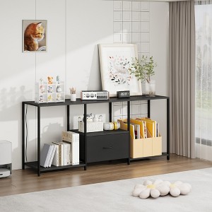 TV Stand for TVs up to 55", LED Entertainment Center, Media TV Console Table with Open Shelves and Fabric Drawer for Living Room - 1 of 4