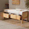 Christopher Knight Home Moses Boho Upholstered Storage Bench with PE Rattan Accents and 2-Drawers - 2 of 4