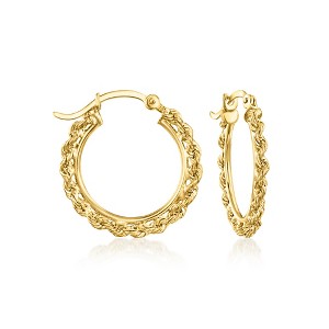 Ross-Simons 10kt Yellow Gold Rope-Chain Hoop Earrings - 1 of 3