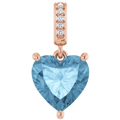 Pompeii3 1/2ct Diamond & Pink Sapphire Heart Pendant 14K Rose Gold