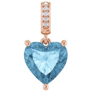 Pompeii3 9mm Blue Topaz Women's Heart Pendant in 14k Gold Necklace 6mm Tall - 1 of 4