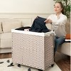 Fontoi Utility Storage Bins, Clothes Hamper with Rattan Frame Wheels, Laundry Basket with Two Removable Bags, Gray, 13.4"*26.4"*27.6" - 4 of 4