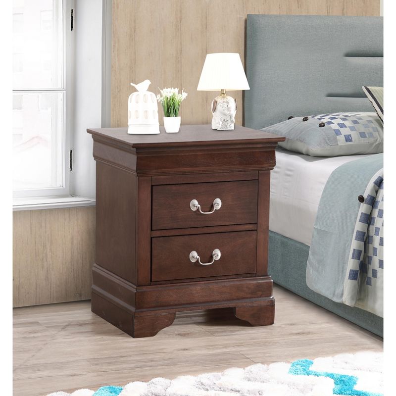 Passion Furniture Louis Philippe 2-Drawer Nightstand (24 in. H X 21 in. W X 16 in. D), 5 of 6