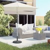 Outsunny 30 lbs. Market Umbrella Base Holder 18" Heavy Duty Round Parasol Stand with Rattan Design for Patio, Black - 2 of 4