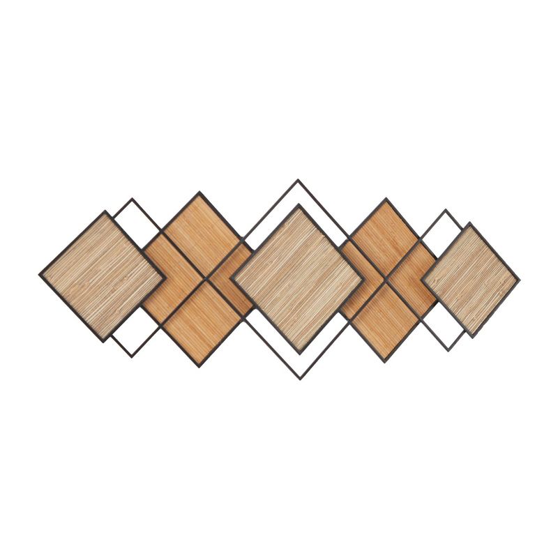 16&#34; x 43&#34; Bamboo Geometric Overlapping Diamond Wall Decor with Metal Wire Brown - Olivia &#38; May, 3 of 6