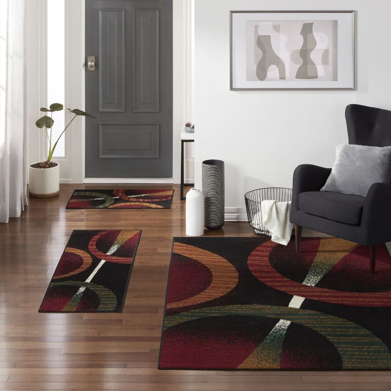 Home Dynamix Ariana Arcata Contemporary Bold Abstract Graphic Area Rug, Black/Red, 3-Piece Set, 2 of 6