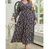 MISSKY Women Plus Size Maxi Long Sleeve V-Neck Wrap Casual Tie Waist Long Dress - 4 of 4