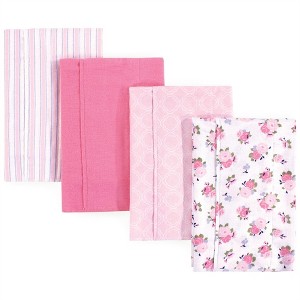 Luvable Friends Baby Girl Cotton Flannel Burp Cloths 4pk, Garden, One Size - 1 of 1