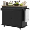 HOMCOM Rolling Kitchen Island with Storage Drawer, Wood Breakfast Bar Kitchen Island Cart 2 Doors, Spice Rack, Towel Racks and 2 Hooks - 4 of 4
