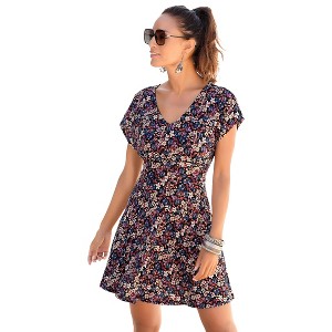 Women's Floral V-Neck Dress - LASCANA - 1 of 4