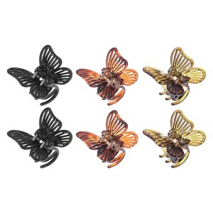Unique Bargains Fashion Butterfly Small Clip Amber 6 Pcs - 1 of 4