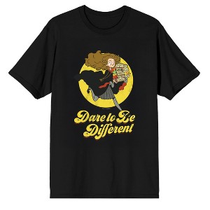 Harry Potter Dare to be Different Hermione the Book Worm on Black Adult T-Shirt - 1 of 3