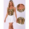 INSPIRE CHIC Women's Halter Backless Party Spaghetti Straps Asymmetrical Glitter Metallic Camisole - 2 of 4