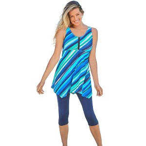 Swim 365 Women's Plus Size Longer-Length Tankini Top - 1 of 4