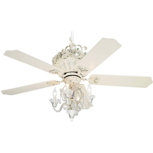 52 Casa Vieja Shabby Chic Indoor Ceiling Fan Antique Floral Scroll Rubbed  White for Living Room Kitchen Bedroom Family Dining