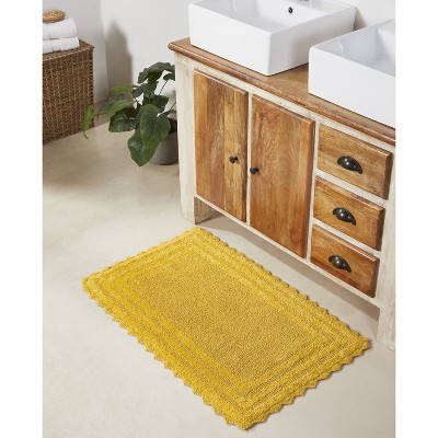 Lilly Crochet 100% Cotton Tufted Reversible Bath Rug, Super Absorbent & Machine Washable Bathroom Mat Perfect for Shower and Tub Use