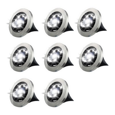 Stainless Steel Solar Powered Swivel LED Pathway Lights, 8-Pack