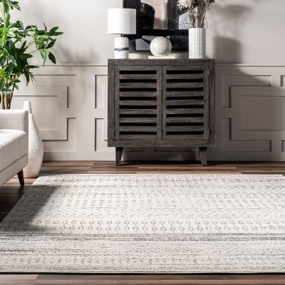 Nova Bohemian Gray Striped Synthetic 4' x 6' Area Rug