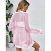 Women Crochet Open Front Cardigan Long Sleeve Lightweight Summer Cover Up Cardigans - 4 of 4